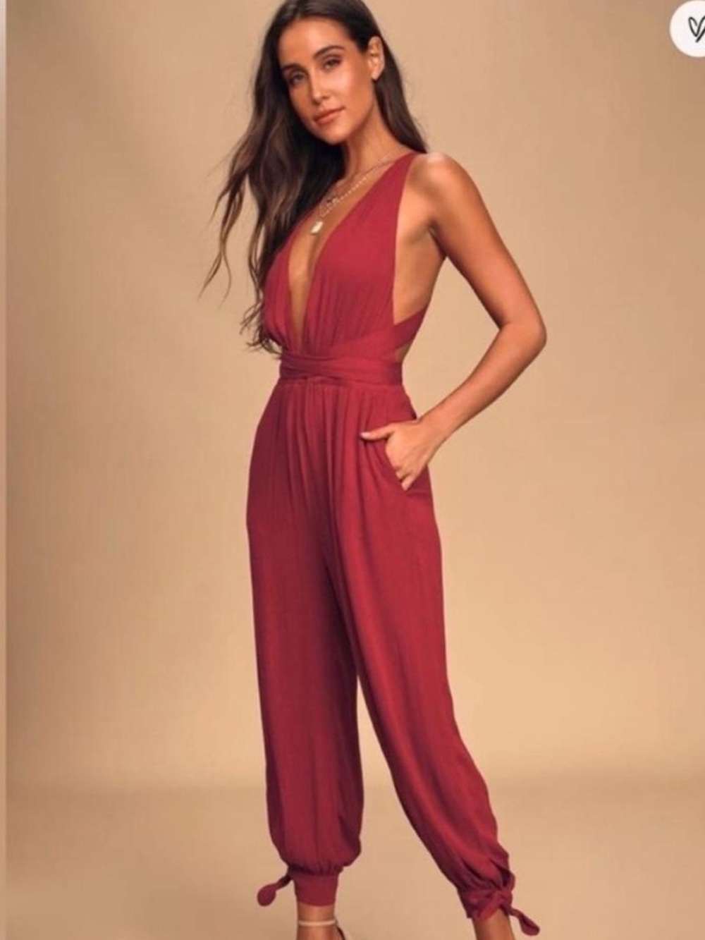 NWT Lulus Berry Jumpsuit XS